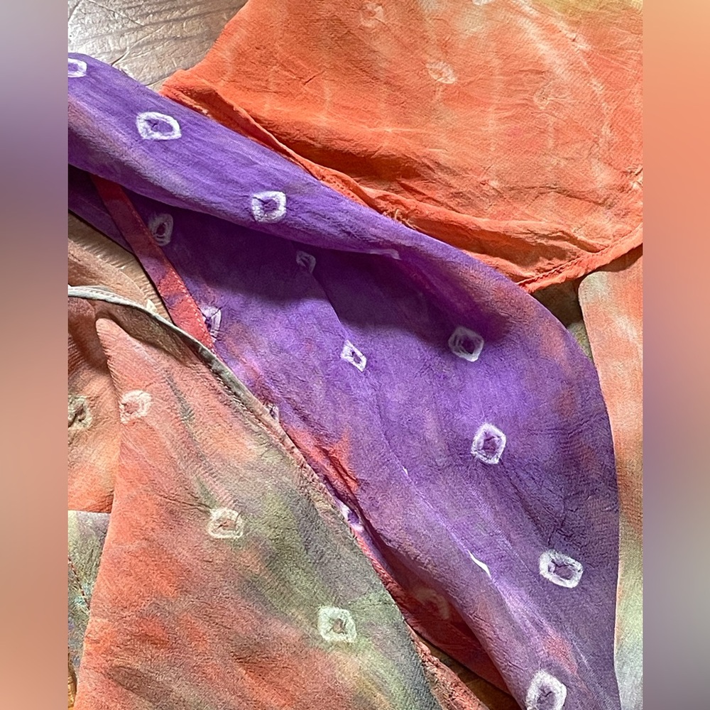 VTG tie-dye Bohemian rainbow oblong gauzy scarf